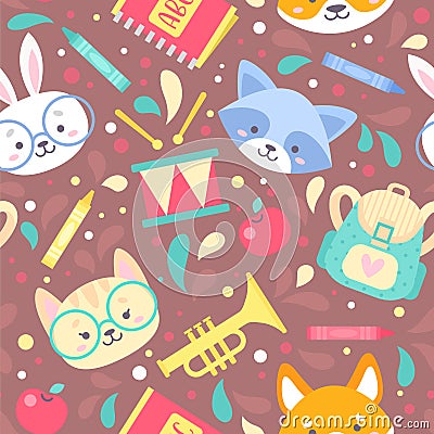 School seamless pattern for children Vector Illustration