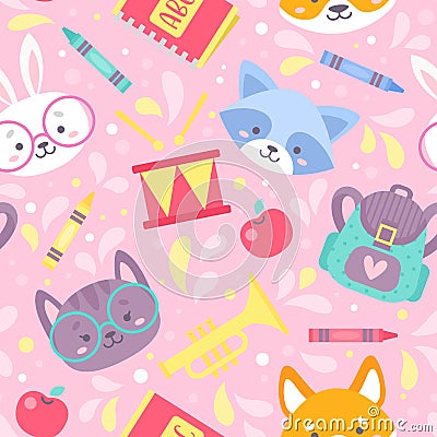 School seamless pattern for children Vector Illustration