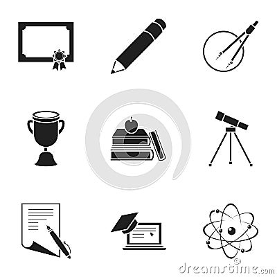 School set icons in black style. Big collection of school vector symbol stock illustration Vector Illustration