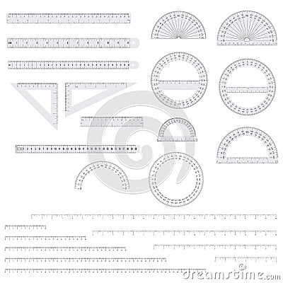 Set of paper rulers and a measure scale overlays Vector Illustration