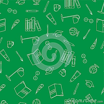 School sketch seamless pattern. Cute endless white elements on vector illustration Vector Illustration