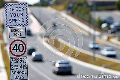 School Speed Zone Sign Stock Photo