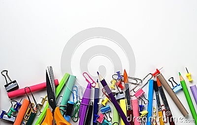 School Stationary Copy Space Top View Stock Photo