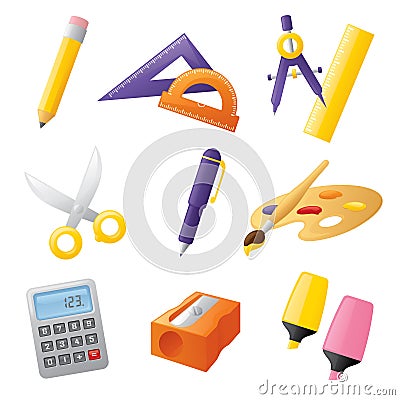 School stationery Vector Illustration