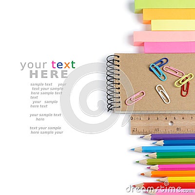 School stationery isolated over white Stock Photo