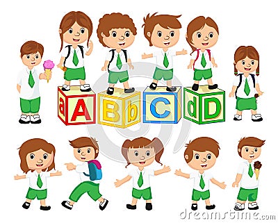 School Student Characters Set. Back to School Vector Illustration Stock Photo