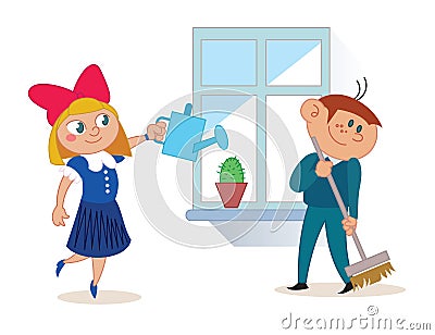 School students characters Vector Illustration