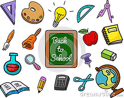 School stuffs Vector Illustration