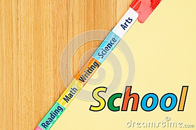 School subjects type message on yellow file tabs Stock Photo