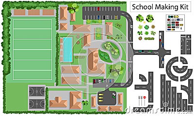 School and suburb Road Maker Construction Kit more in my portfolio Vector Illustration