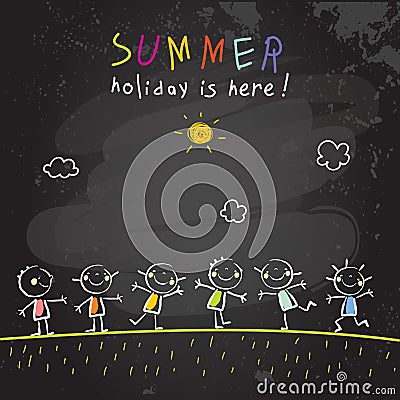 School Summer vacation, holiday Vector Illustration