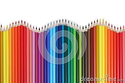 School supplies colored pencils forming a wave Stock Photo