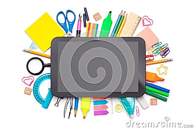 School Supplies Concept Isolated on White Background Stock Photo