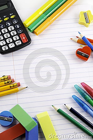 School supplies copy space Stock Photo