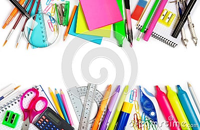 School supplies double border Stock Photo