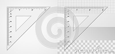 School supplies. Measuring tool. Triangle ruler 7 cm and 3 inch Vector Illustration