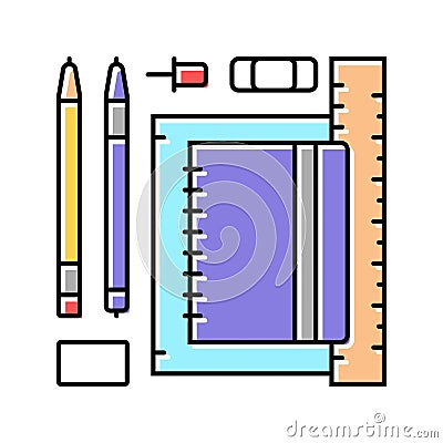 school supplies primary school color icon vector illustration Cartoon Illustration