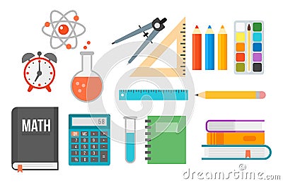 School supplies stationery equipment vector illustration. Vector Illustration