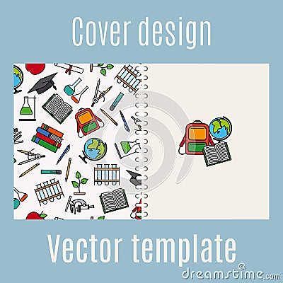 School supply elements pattern cover design Vector Illustration