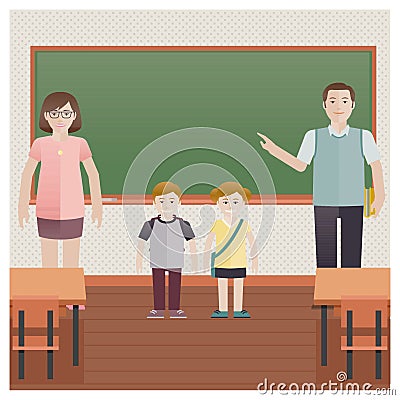 school teachers with students in classroom. Vector illustration decorative design Vector Illustration