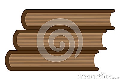 School textbooks lie in a stack, closed books with a brown cover bottom view in a flat style Vector Illustration