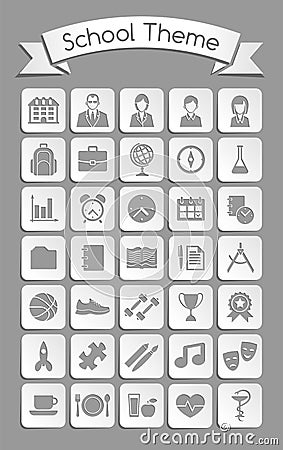 School Theme Icons Vector Illustration