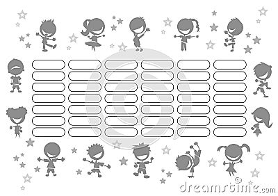 School time table Vector Illustration