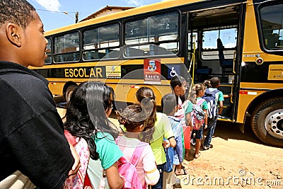 School transoporte in victory of the conquest Editorial Stock Photo