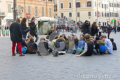 School trip to Rome Editorial Stock Photo