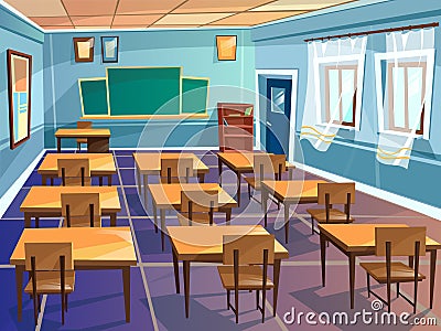 School or university classroom vector cartoon Vector Illustration