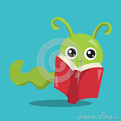 SCHOOL WORM BOOK RED 05 Vector Illustration