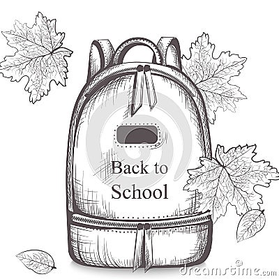 Schoolbag Vector line art. Back to school autumn backgrounds Vector Illustration