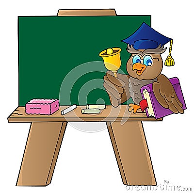 Schoolboard with owl teacher Vector Illustration