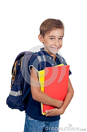 Schoolboy with backpack Stock Photo