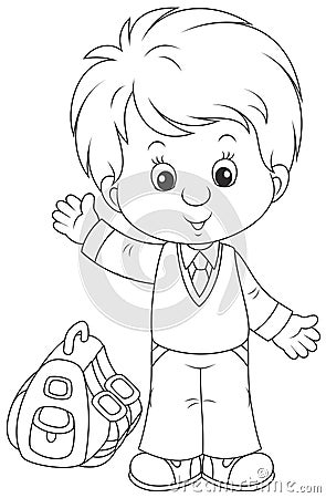 Schoolboy with his schoolbag Vector Illustration