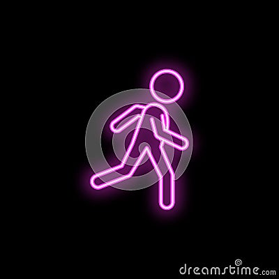 Schoolboy runs to school neon icon. Simple thin line, outline vector of school icons for ui and ux, website or mobile application Stock Photo