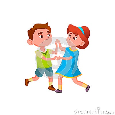 Schoolboy And Schoolgirl Dancing Waltz Vector Vector Illustration