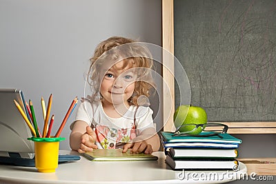 Schoolchild in class Stock Photo