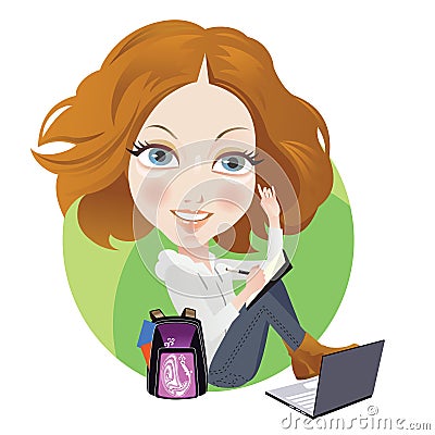 Schoolgirl Vector Illustration