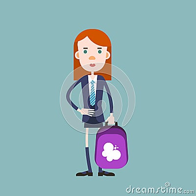 Schoolgirl with a backpack going to school Vector Illustration