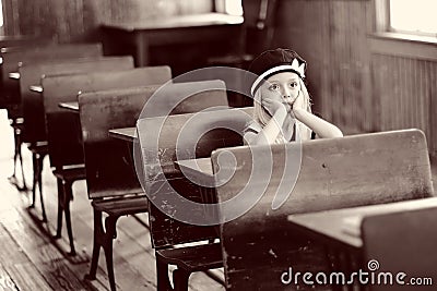 Schoolgirl in detention Stock Photo