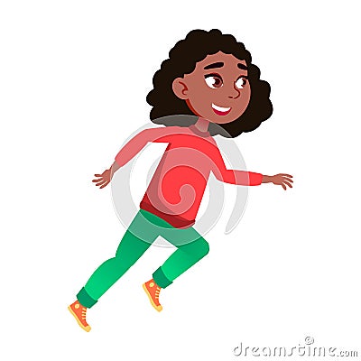 Schoolgirl Jogger Running On Sport Stadium Vector Vector Illustration