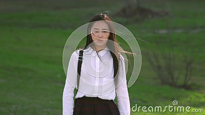 School Garl Xxx Video - Happy Thai Schoolgirl in Short Uniform Jumping Along the Street after  Classes. Stock Video - Video of casual, looking: 144582925