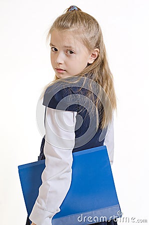 The schoolgirl with the plastic folder Stock Photo