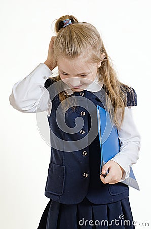 The schoolgirl with the plastic folder Stock Photo