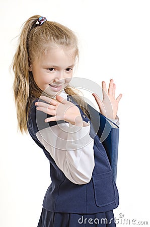 The schoolgirl with the plastic folder Stock Photo