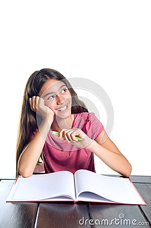 Schoolgirl smiling Stock Photo