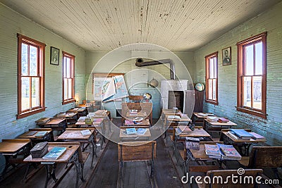 One Room Schoolhouse Interior Editorial Stock Photo