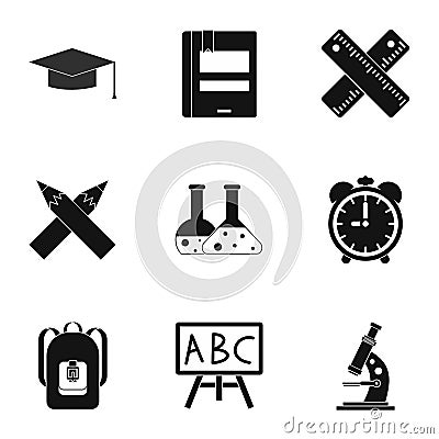 Schooling icons set, simple style Vector Illustration