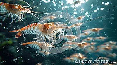 Schools of shrimp in the open sea Stock Photo